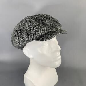 HANNA HATS One Size Grey Black Herringbone Wool Hats